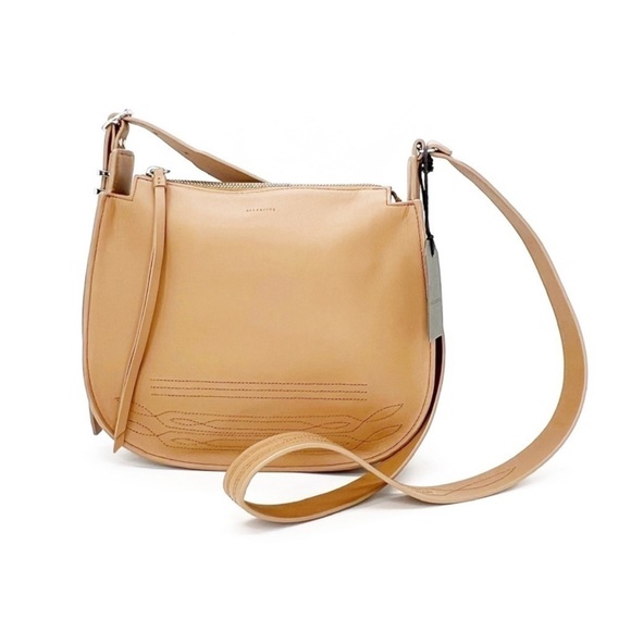 All Saints Crossbody Cooper Lea Leather Bag Light Caramel (Tan) Stitched New NWT - Picture 1 of 16